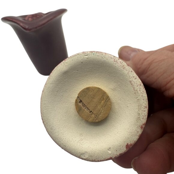 Vintage Burgundy Calla Lily Ceramic Salt & Pepper Shakers With Cork Stoppers - Picture 6 of 6